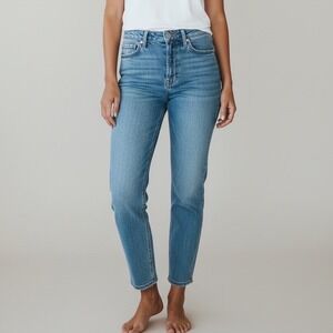 Banana‎ Republic Premium Denim Blue Slim Jeans Raw Hem 31 Long Medium Wash Basic